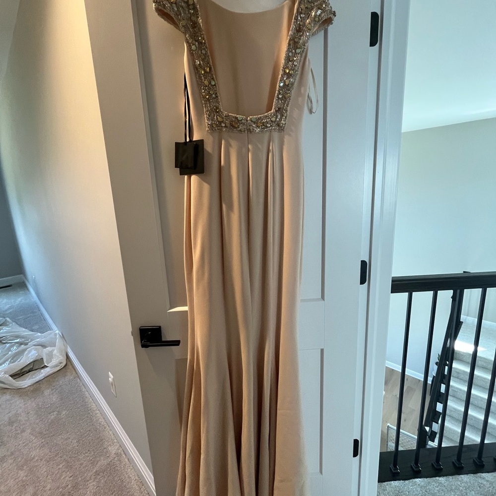 Embellished Champagne Evening Gown - Women Dresses